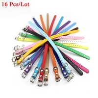 16 pcs 16 different colors pu leather small dog collar adjustable puppy neck strap pet collar for cat dog accesories 19cm 32cm