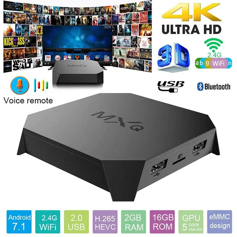 MXQ плюс продукт Amlogic S905w Ядро поддержка голосового управления 2 + 16G Смарт ТВ