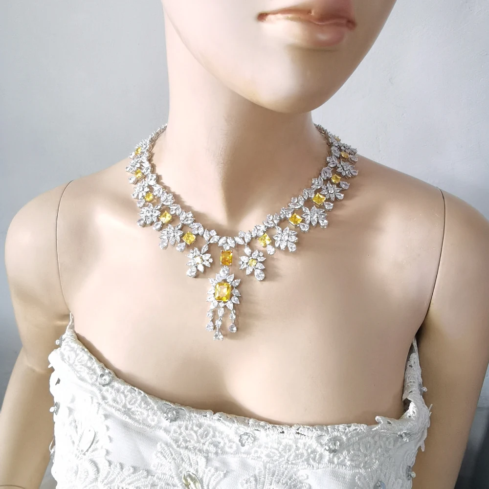 2021 новые модные роскошные элегантные желтый цветок кубического циркония