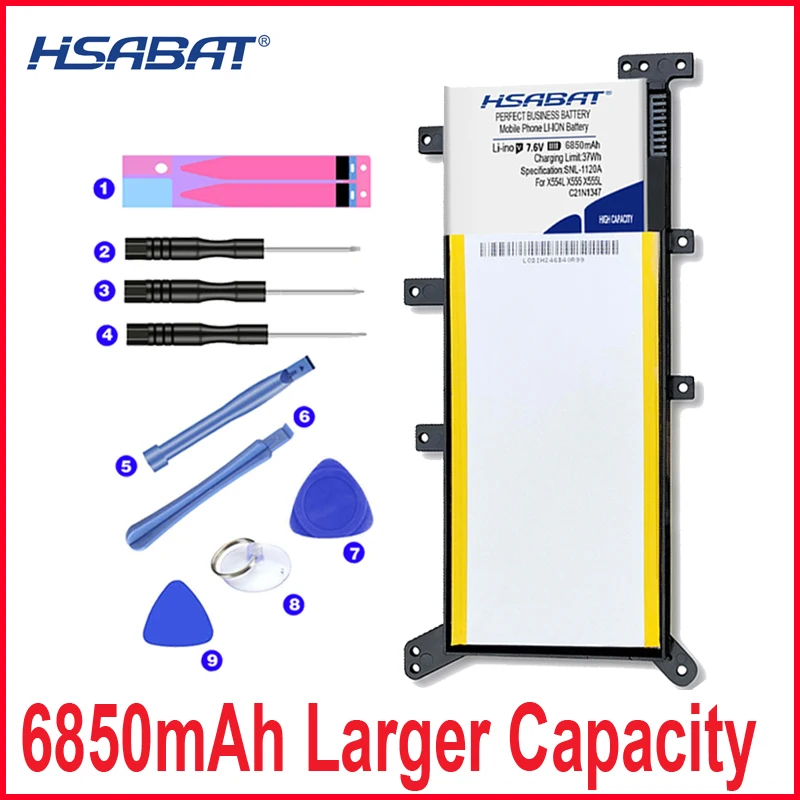 Аккумулятор HSABAT 0 цикл 6850 мАч C21N1347 для ASUS X554L X555L X555LB X555LN X555 X555LD X555LP F555A F555U W519L F555UA