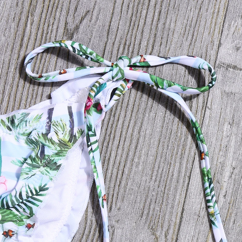 Женский Одноцветный комплект бикини с цветочным принтом сексуальный бандажный