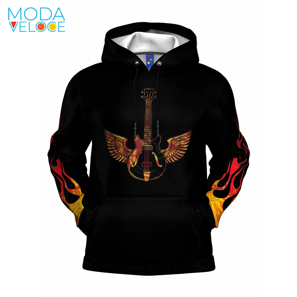 

RocknRoll Guitar Wings Freedom Show Flames Hot Rock male hoodie 3D Printed Hoodies Men Women Fashion Sweatshrit