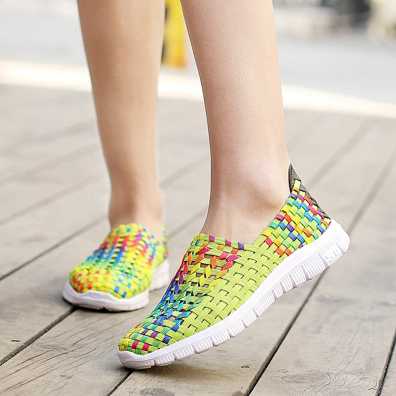 

Fashionable Women's Shoes Woven Sandals Four-tone Comfortable Flat Shoes Light Outdoor Casual Shoes Walking Shoes Driving Shoes