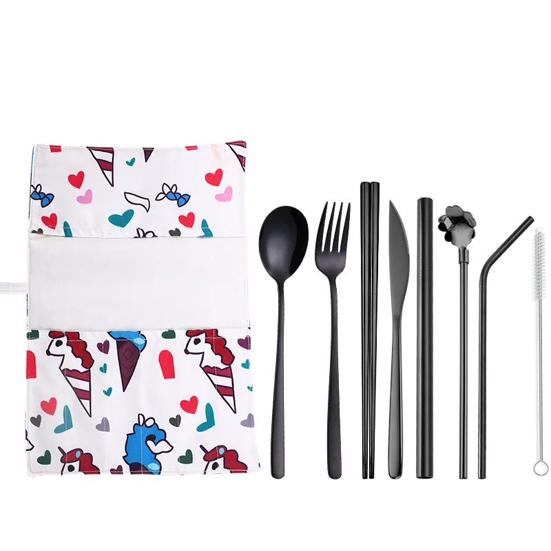 9 шт./компл. Портативный Нержавеющая сталь набор столовых приборов со столовыми