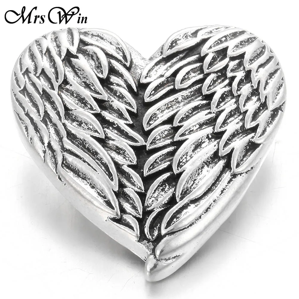 6pcs/lot New Snap Button Jewelry Vintage Angel Wings Gold Silver color 18mm Metal Buttons Fit Bracelet for Women Men - купить по