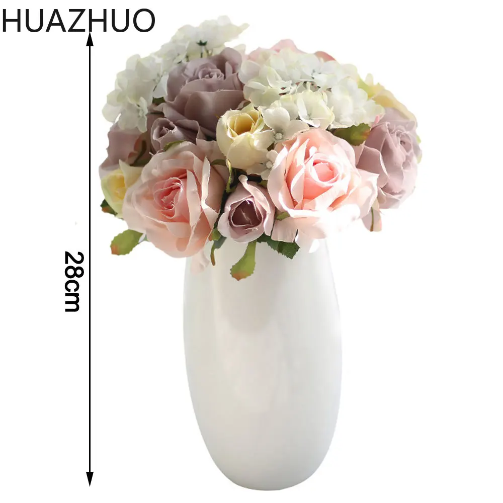 

Artificial Flowers Bouquet Mini Rose Simulation Flowers Wedding Bridal Flower Bundles Party Festival Christmas Home Decoration