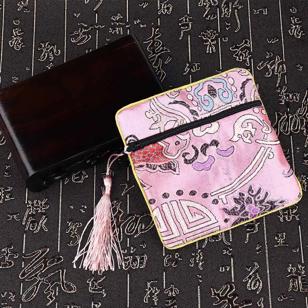 1 шт. Высококачественная шелковая парчовая ткань с кисточками и цветами сумка для