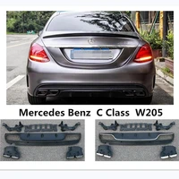 for mercedes benz c class w205 c180 c200 c250 c300 2015 2019 rear lip spoiler exhause high quality pp bumper diffuser