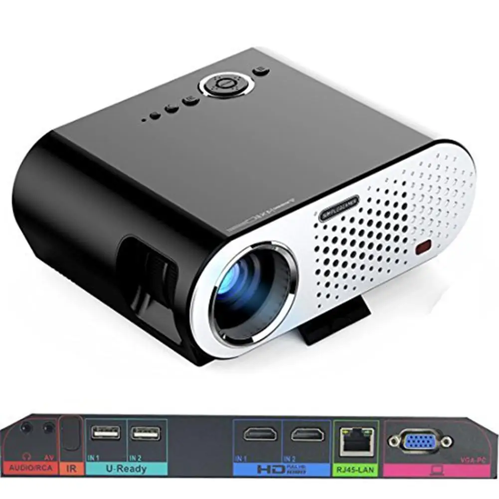 

AMYGOJJ Portable Video Projector Wireless Projector Multimedia HD Home Cinema Theater Projector with HDMI/VGA/AV/USB/RJ45-LAN