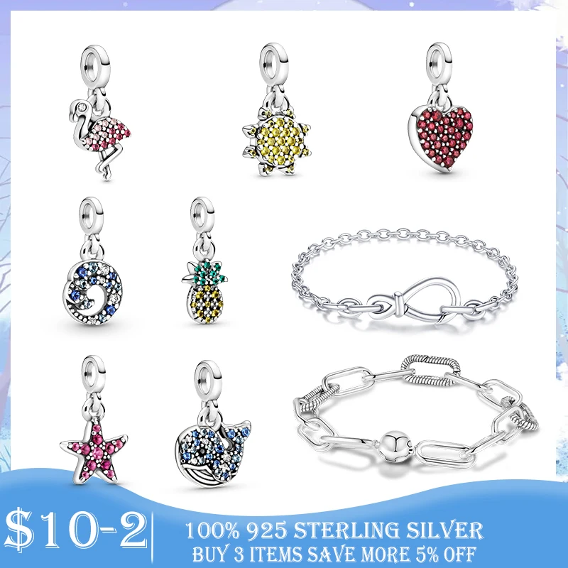 

Jewelry Bracelet Flamingo Starfish Pendant Charm Me 925 Sterling Silver Charm Fit Original Pan Me Bracelet Jewelry For Women