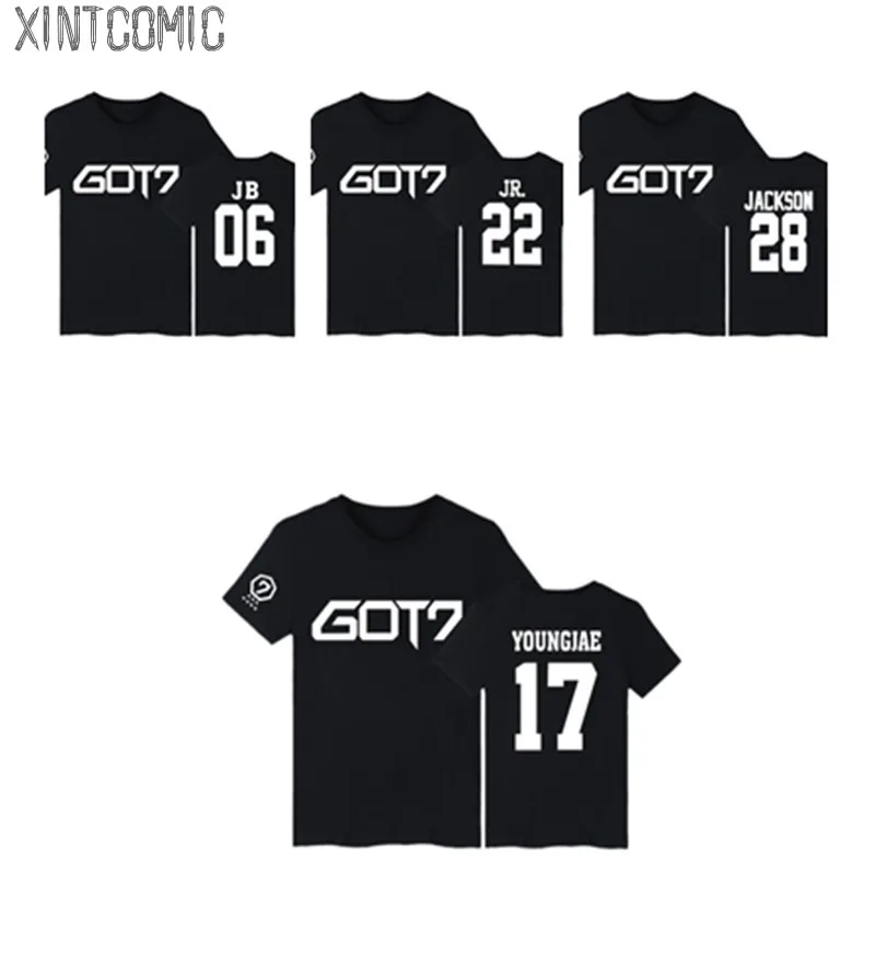 Футболка GOT7 Kpop Idol Group с коротким рукавом Модные Повседневные Дышащие Удобные Топы