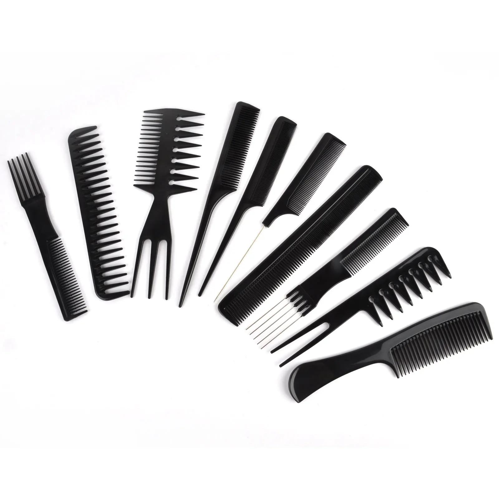 

10in1 Hairdressing Salon Combs Black Barber Hair Brush Professional Stylist Hair Comb Kit Set Styling Tool