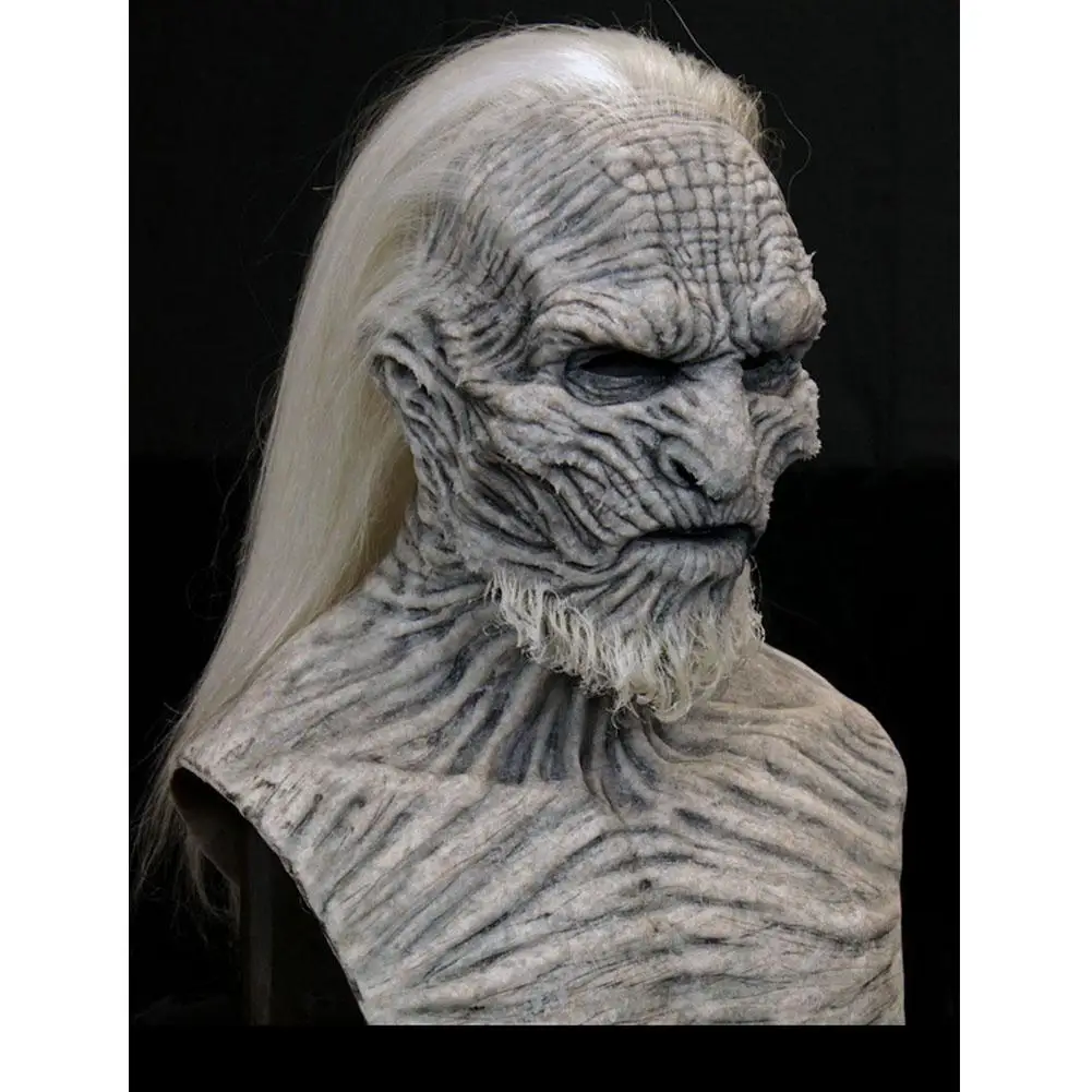 

RCtown Halloween Mask Long Haired Night King Headgear Horror Latex Face Masks Night Cosplay Latex Mask