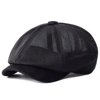 summer mesh newsboy caps breathable casual outdoor retro beret hats octagonal hat fashion solid flat caps