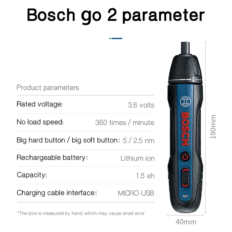 Электрическая отвертка Bosch Go2 перезаряжаемая Автоматическая ручная дрель Go