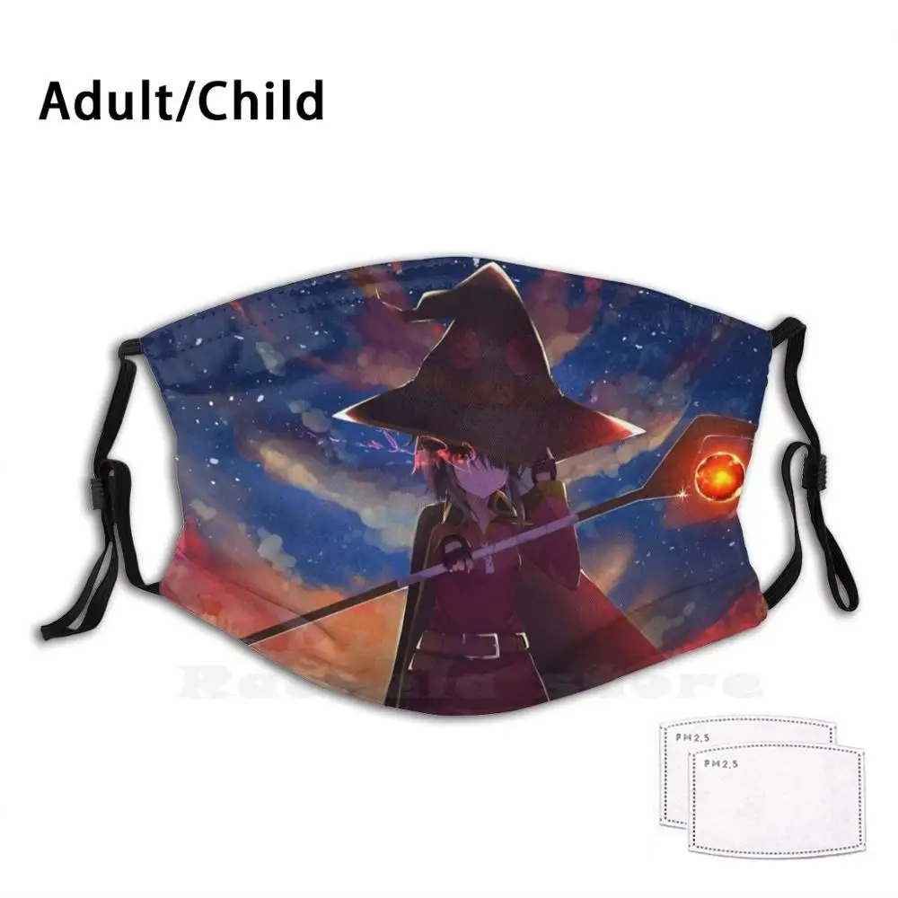 

Megumin Konosuba маска для лица с принтом моющийся фильтр маска для рта от пыли Megumin Raoult Konosuba Tsundere Cute Anime Netflix Shojo