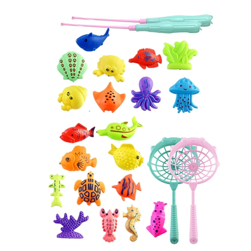

Summer Toy Interactive Play Water Toy with 2 Magnetic Fishing Rod Net Baby Gift