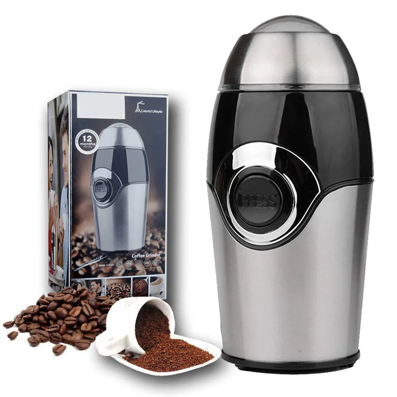 

Mini Stainless Steel Coffee Grinder Electric Salt Pepper Herb Spices Grinding Machine Home Coffee Maker Machine Kitchen Tools