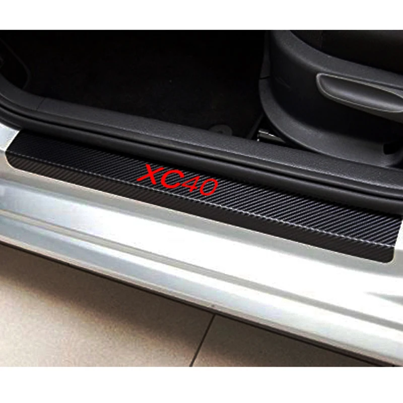 For VOLVO Xc40 Carbon Fiber Vinyl Sticker Car Door Sill Protector Step Plate Interior Accessories 4Pcs | Автомобили и мотоциклы