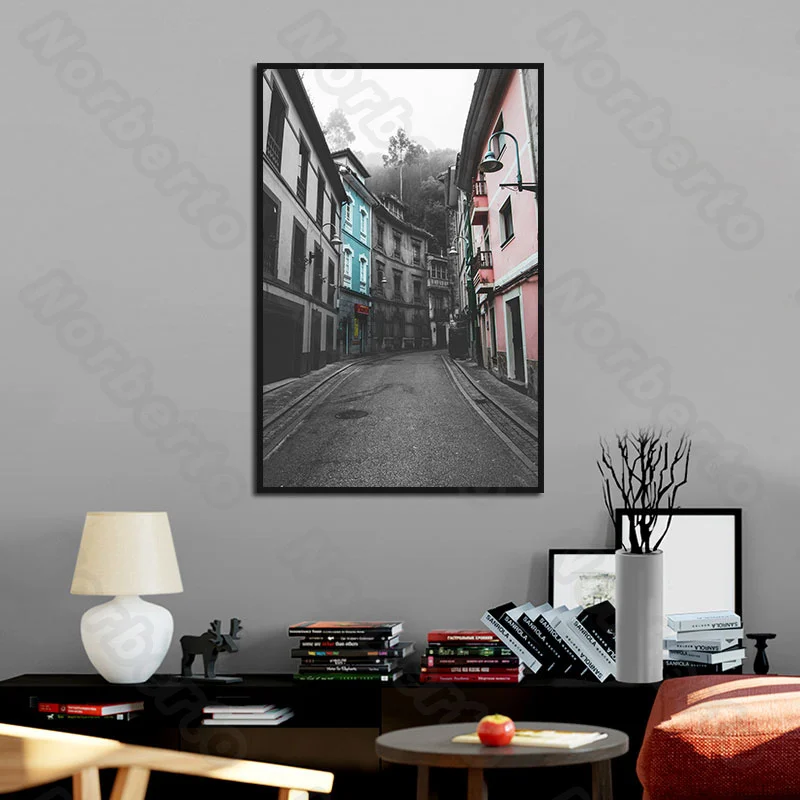 

New Classic Canvas Painting Wall Poster Pink Roses and Quaint Chinese Street Art Letters Just Love for Home Rooms Decoration