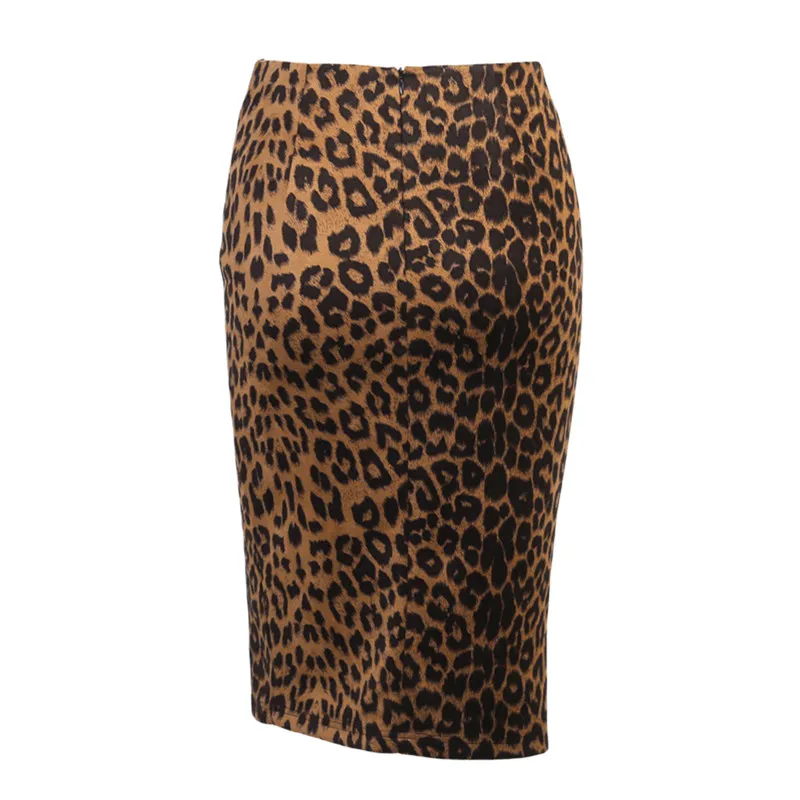 

New Fashion Women Leopard Print Elegant Pencil Skirts Female Spring Autumn High Waist Office Bodycon Vintage Split Mini Skirts
