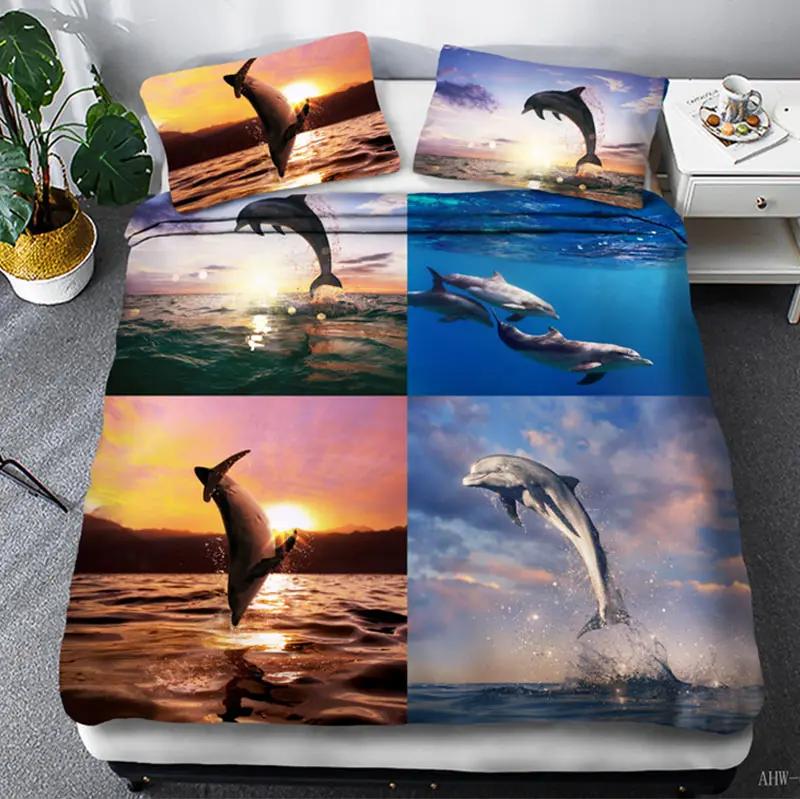 

Dolphin Animal Series Bedding Set Ocean Quilt Set Double Queen 3d comforter sets conforter set queen size
