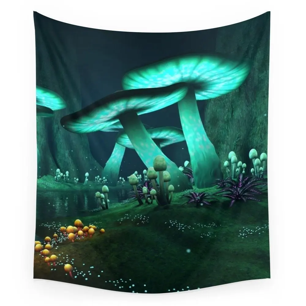 

Luminous Mushrooms Tapestry Wall Hanging Wall Decor Tapestries Wall Art Throw Towel Sheet Personalized Table Cloth Home Decor