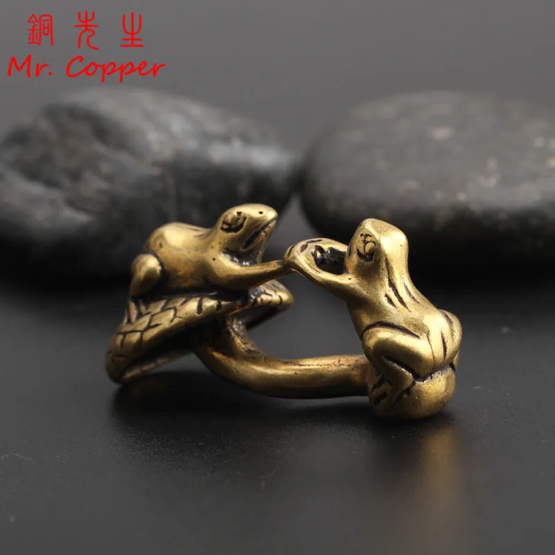 Антикварные медные миниатюрные фигурки лягушек винтажные статуи животных