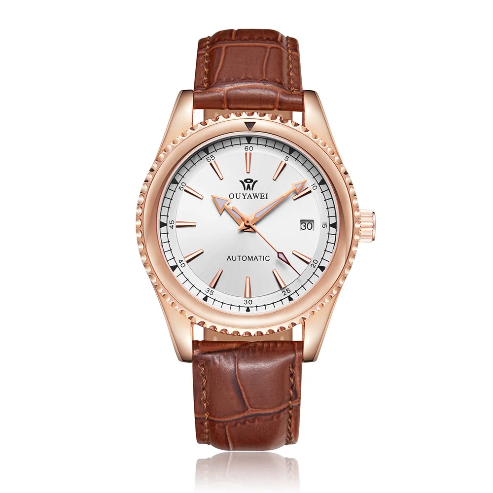Часы OUYAWEI Мужские механические модные повседневные наручные с автоматическим