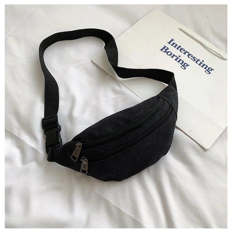

Casual Canvas Belt Bag For Men Functional Zipper Waist Bag Solid Money Phone Pouch Pocket Women Shopping Handbag Hip Pack Bag