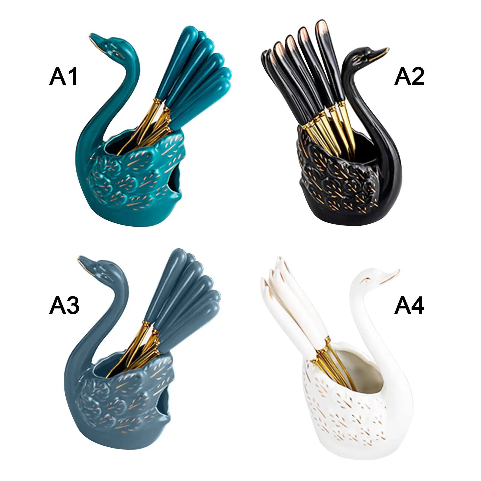 Держатель в форме лебедя керамический набор ложек фруктов десертов салатов