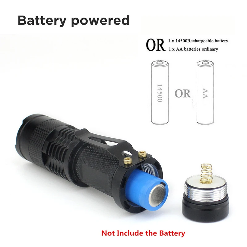 UV flashlight ultraviolet light with Zoom function Mini Torch Lamp Purple Light Tacke Battery Powered use AA / 14500 battery | Освещение