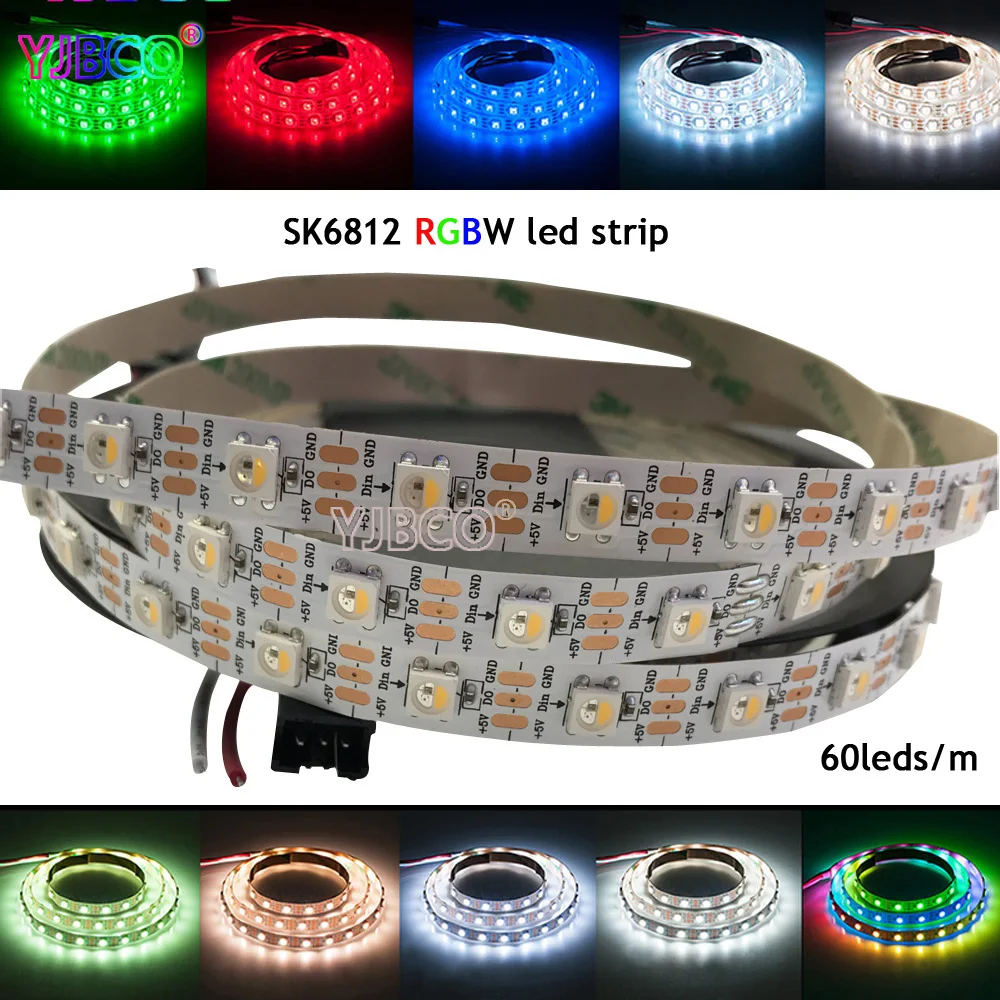 1 м/4 м/5 м DC5V 30/60/144 светодиодов/pixles/m SK6812 (аналогичный ws2812b ) RGBW 4 в IP30/IP67