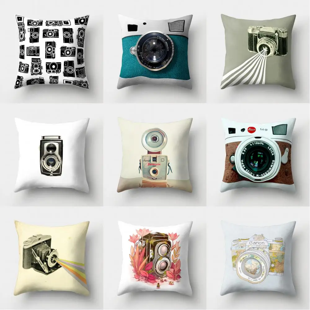 

Camera Pillow Case Cartoon Throw Pillows for Living Room Sofa Creative Home Decor Car Cushion Cover Office Pillowslip Outdoor 45