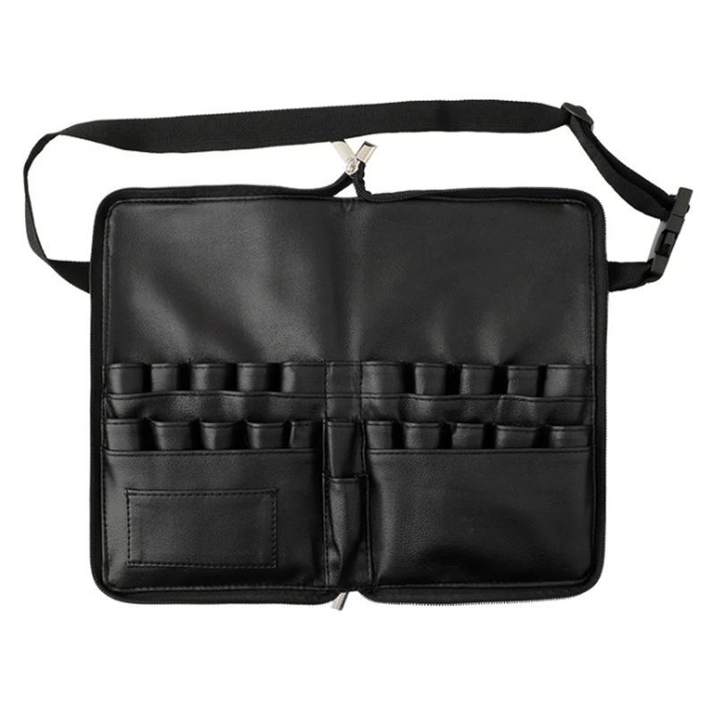 

Multi-Function Portable PU Cosmetic Bag Large Capacity Makeup Brush Bag with Zipper Belt for Professional Makeup Artist