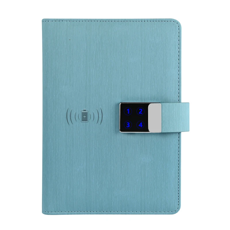 

Smart Digital Password Lock Notepad PU Leather Notebook Custom Logo Wireless Power Charger U Disk Custom Business Office Gifts