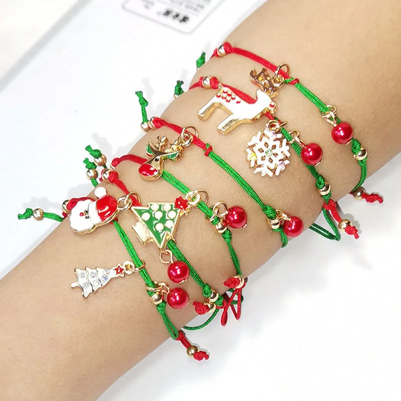 

Santa Claus Bracelet Alloy Pendant Christmas Decorations for Home Happy New Year 2022 Christmas Tree Ornaments Xmas Gifts Noel