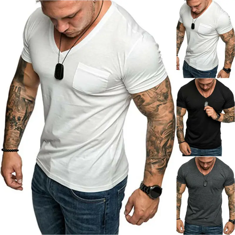 

Футболка VICABO Мужская облегающая, Базовая рубашка с короткими рукавами, праздничный Топ, повседневная одежда, однотонная, на лето