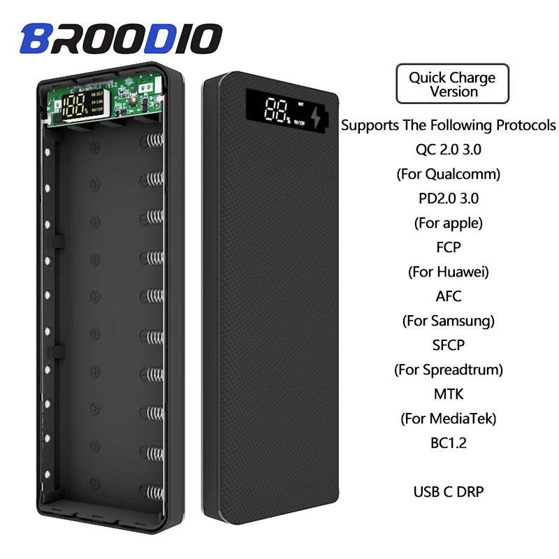 Двойной USB 10*18650 Мощность банк чехол мобильный телефон Зарядное устройство QC 3 0 PD