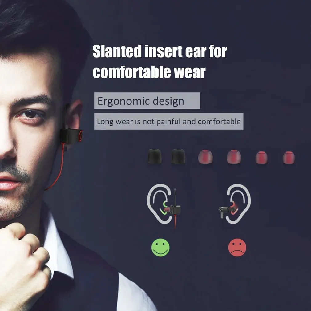 

Sports Bluetooth Headphones IPX7 Waterproof Wireless Earphones w/Mic HD Stereo in-Ear Earbuds Noise Cancelling Headsets