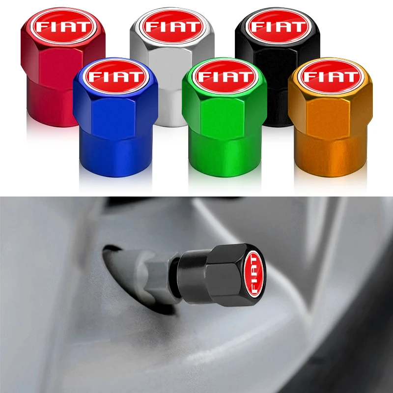 

4pcs Car Tire Wheel Valve Stem Caps Aluminum Accessories for Fiat 500 Punto Panda Stilo Bravo Grande Ducato 500X Doblo Cronos