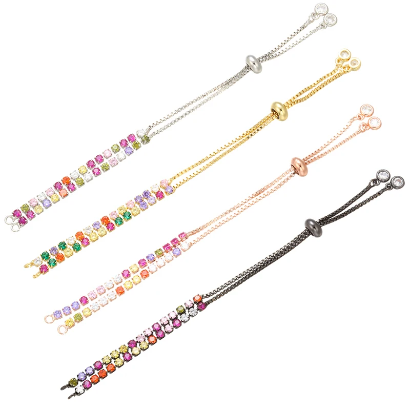 

ZHUKOU 2.5x240mm Brass rhinestone adjustable bracelet chain for jewelry making diy bracelet chains accessories model:VL21