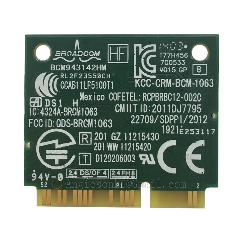Broadcom BCM943142HM 150 / 2, 4  Mini pci-e 802.11b/g/n WiFi + Bluetooth 4, 0    DELL Inspiron 13z 17R 3460 15TR