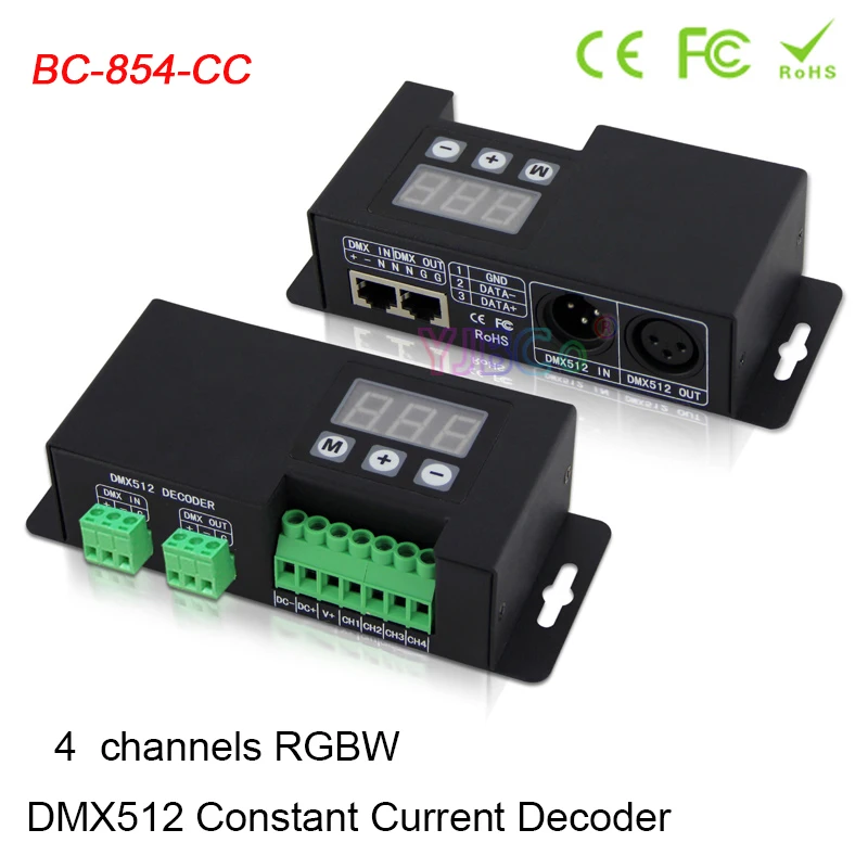 

350mA 700mA CC DMX512 Decoder 12V-48V 3-digital-display shows DMX address, 4CH DMX512/1990 signal to PWM Dimmer RGBW Controller