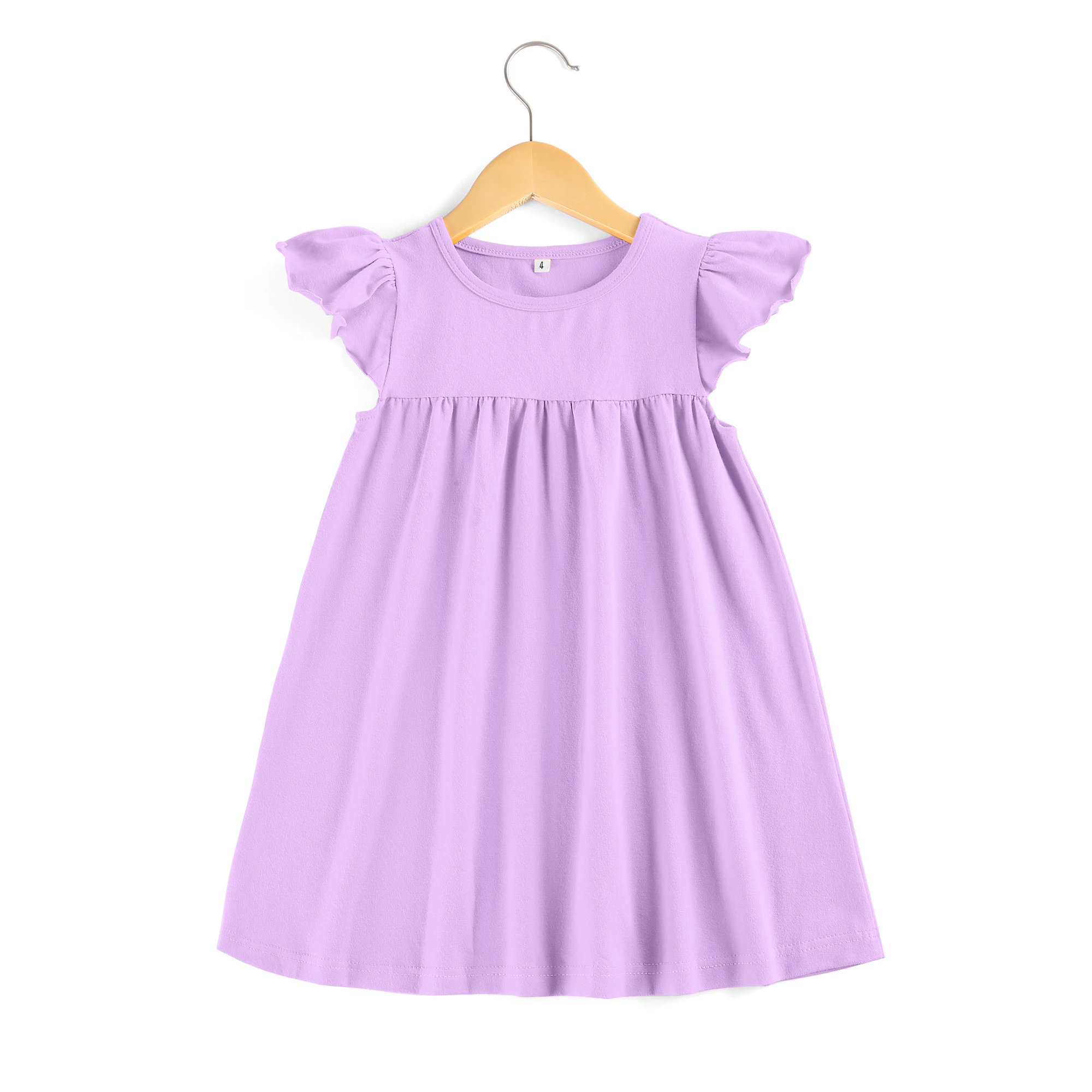 Kids Dresses for Girls Ruffle Sleeve Dress Baby Clothing Pearl Boutique dress plain color 2 years | Детская одежда и обувь