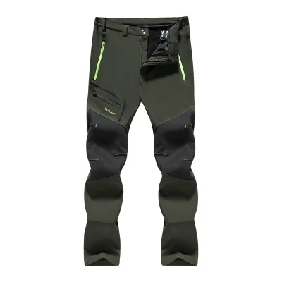 MEN GREEN SAENSHING мужские зимние рыболовные водонепроницаемые походные флисовые брюки для пеших прогулок и восхождений на горы лыжные штаны из флиса для путешествий - Цвет: MEN GREEN