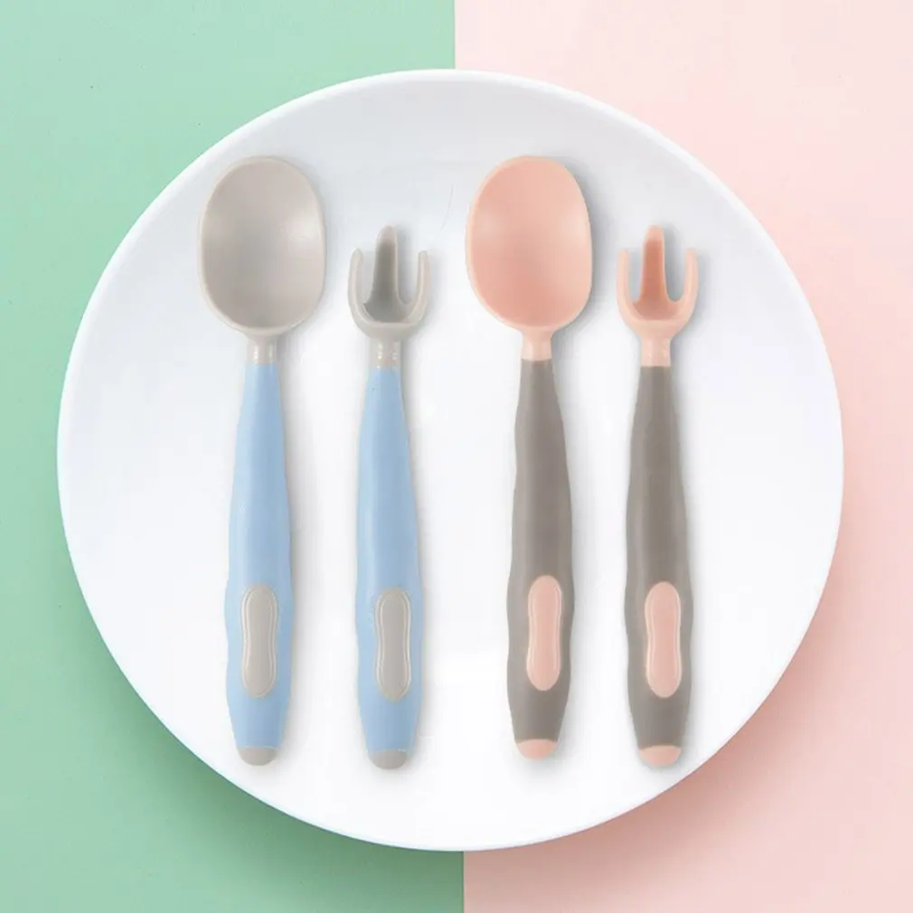 

Spoon For Baby Utensils Set Auxiliary Food Silicone Gel Spoon Baby Learn To Eat Training Bendable Soft Spoon Children Tableware