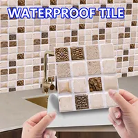 10pc 3D Printing Crystal Tile Stickers DIY Waterproof Self-Adhesive Wall Stickers Mosaic Home Decor Bathroom Kitchen Stickers