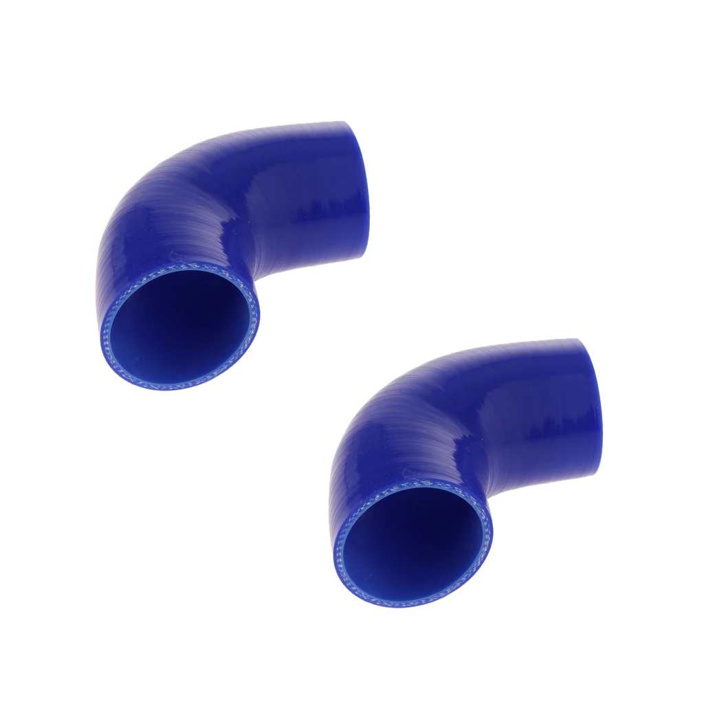 Set of 2 90 Degree 63mm Elbow Silicone Coupler Reducer Hose Intercooler Piping Blue | Автомобили и мотоциклы