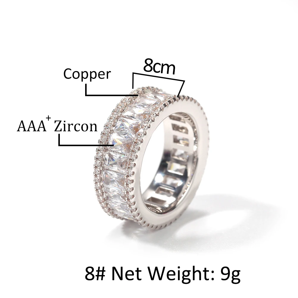 

Uwin Baguette Rings Full Bling Iced Out Square Stone Cubic Zircon Couple Rings Luxury Fashion Jewelry For Women Gift Wholesale